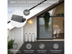 Outlet ECD Germany Baldosas de WPC para terrazas 60x30 cm - 30 piezas por 5m² Gris antracita