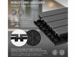 Outlet ECD Germany Baldosas de WPC para terrazas 60x30 cm - 30 piezas por 5m² Gris antracita