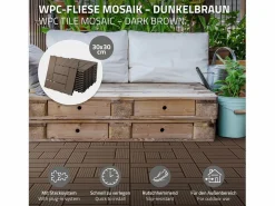 Hot ECD Germany Baldosas de WPC 30x30cm 1 m² para jardín piscina patio mosaico Marru00f3n