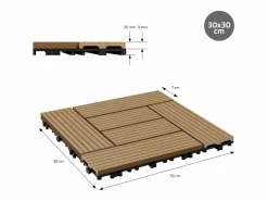 Discount Baldosas de WPC 30x30cm 1m² para jardín piscina patio Terraza