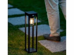 Ledkia Baliza de Pie Exterior Solar LED 2W 40cm Aluminio con Sensor de Movimiento Devah Negro