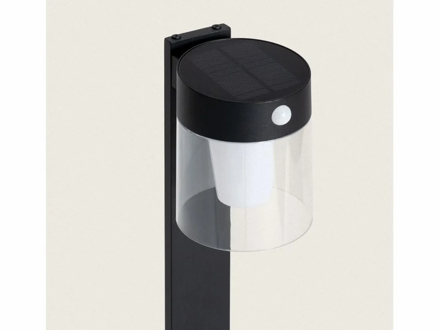 Outlet Ledkia Baliza de Pie Exterior Solar LED 1,5W 46cm Aluminio con Sensor de Movimiento Efren Negro