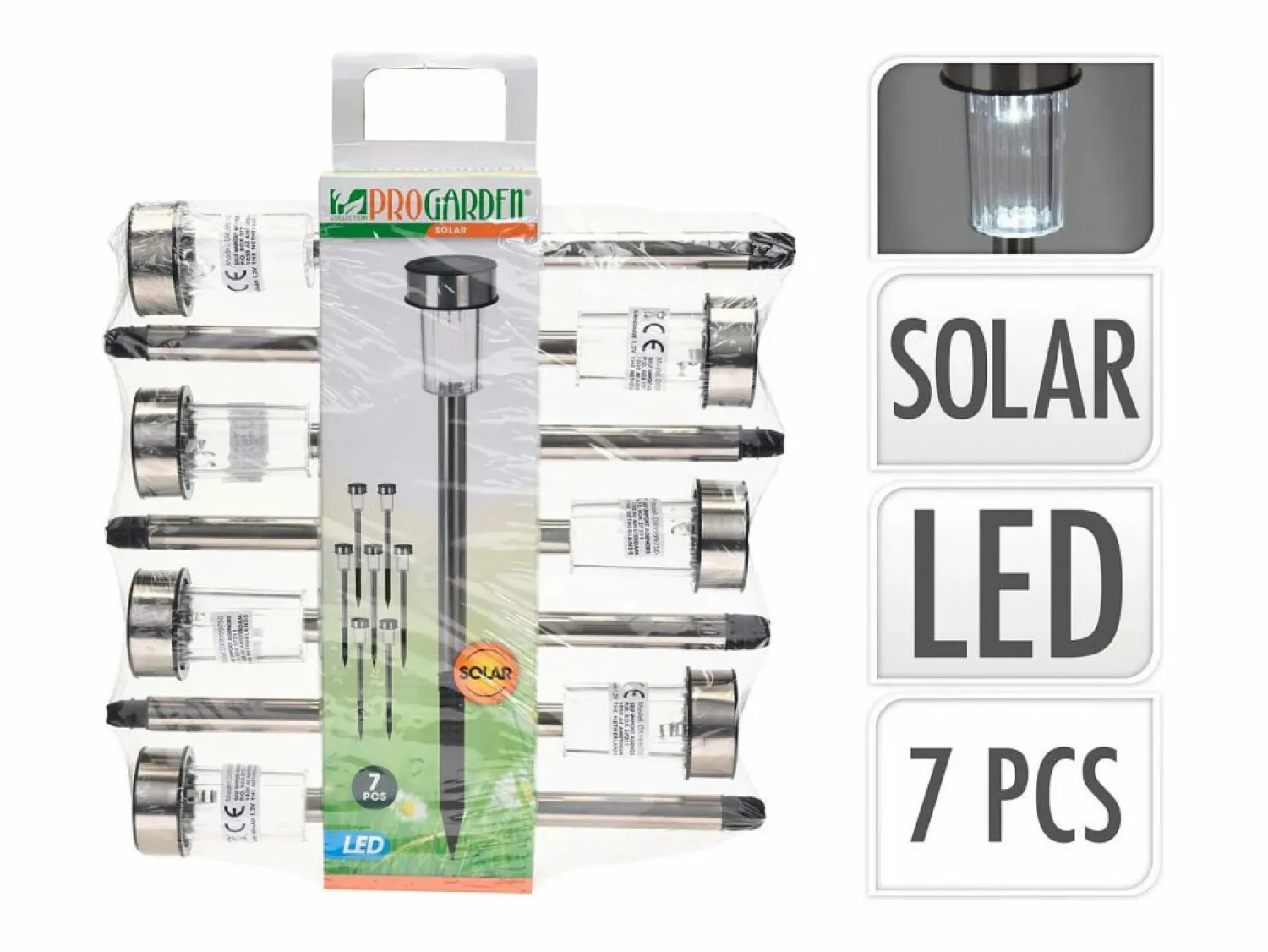 Ledkia Baliza Exterior LED Acero Inoxidable Superficie Suelo con Pincho Daura (7 ud) Blanco Cálido 2700K Multicolor
