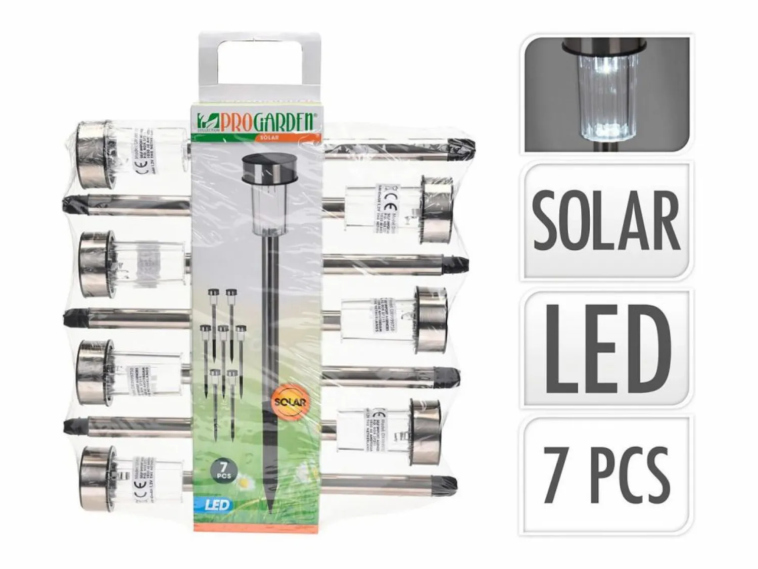 Ledkia Baliza Exterior LED Acero Inoxidable Superficie Suelo con Pincho Daura (7 ud) Blanco Cálido 2700K Multicolor