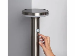 Sale Ledkia Baliza Solar Exterior LED 6W Superficie Pie 45cm con Detector de Movimiento Helios Inox 3000K Blanco Cálido Gris