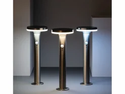 Ledkia Baliza Solar Exterior LED 6W Superficie Pie 45cm con Detector de Movimiento Helios Inox 4000K Blanco Neutro