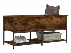vidaxl Banco almacenaje madera ingeniería roble ahumado 100x42,5x47 cm