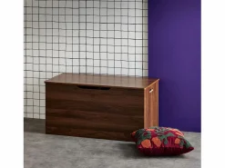 Sweeek Banco arcón, final de cama con efecto de madera de nogal nogal