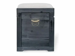 Sale OZAIA Banco baúl con cojín de lino, L. 80 x An. 40 x Al. 53 cm, y beige, TURZA Negro