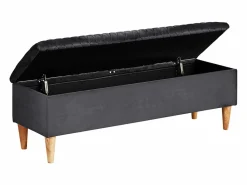 Vente-unique Banco baúl DANIELE - Tela terciopelo - Gris