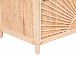 OZAIA Banco baúl de mimbre trenzado con cojín,An.91 x P. 43 x Al. 51 cm, Natural, SOLEYA