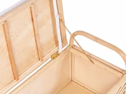 OZAIA Banco baúl de mimbre trenzado con cojín,An.91 x P. 43 x Al. 51 cm, Natural, SOLEYA