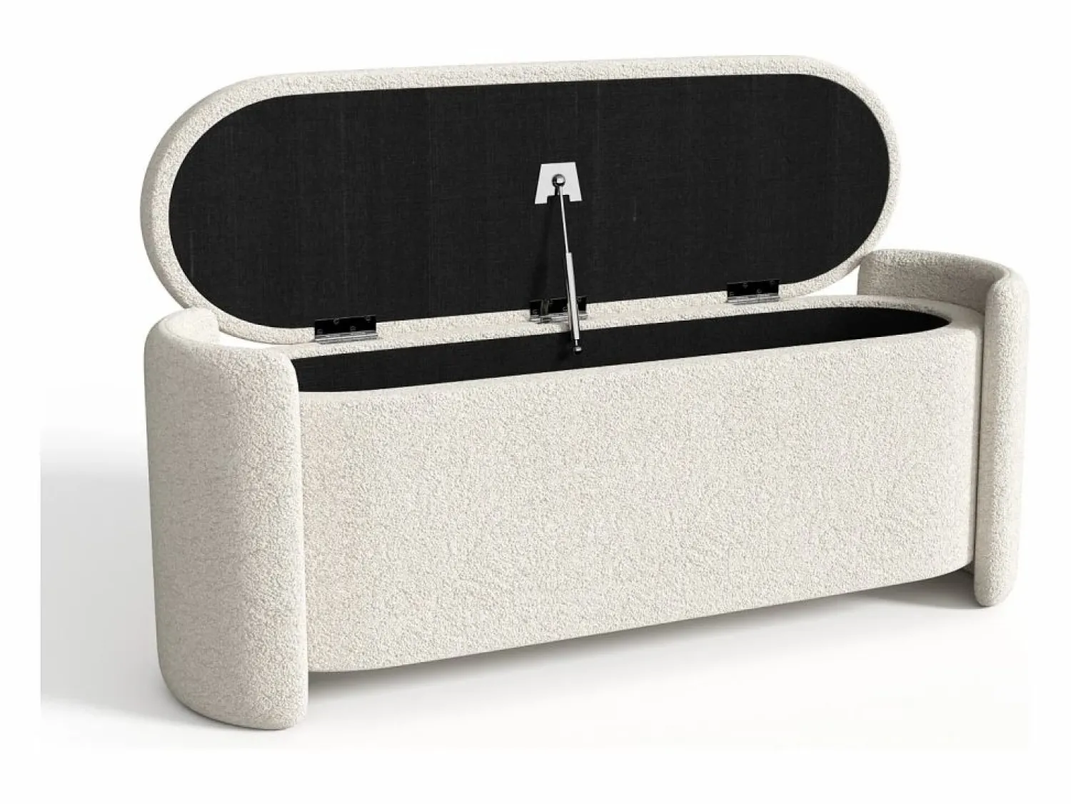 Outlet Banco baúl de tela bouclé en color - FUNOMI Banco Y Pie De Cama|Banco Y Pie De Cama