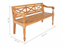 vidaxl Banco Batavia madera de caoba marrón claro 123 cm