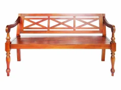 vidaxl Banco Batavia madera maciza de caoba marrón oscuro 123 cm