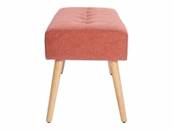 Outlet Miliboo Banco capitoné de tela efecto aterciopelado texturizado terracota y madera clara 95 cm GUESTA Bronce