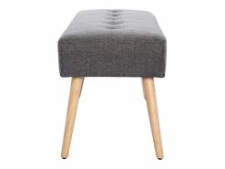 Miliboo Banco capitoné de tela efecto aterciopelado texturizado y madera clara 95 cm GUESTA