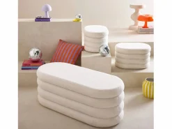 New Banco cofre de almacenamiento borreguito con 2 puffs Banco Y Pie De Cama|Banco Y Pie De Cama