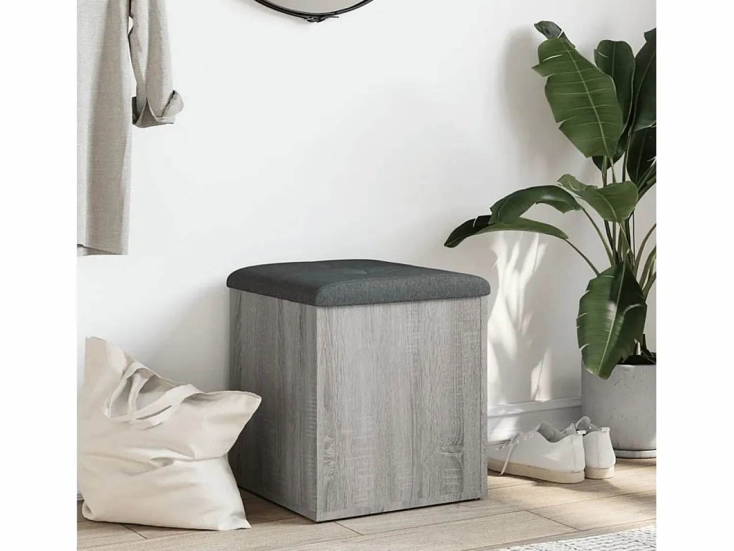 Best Banco con almacenaje madera ingeniería Sonoma 42x42x45 cm ES575106 Gris