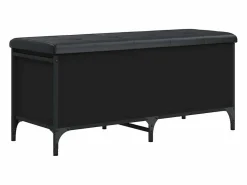 Online vidaxl Banco con almacenaje madera de ingeniería 102x42x45 cm Negro