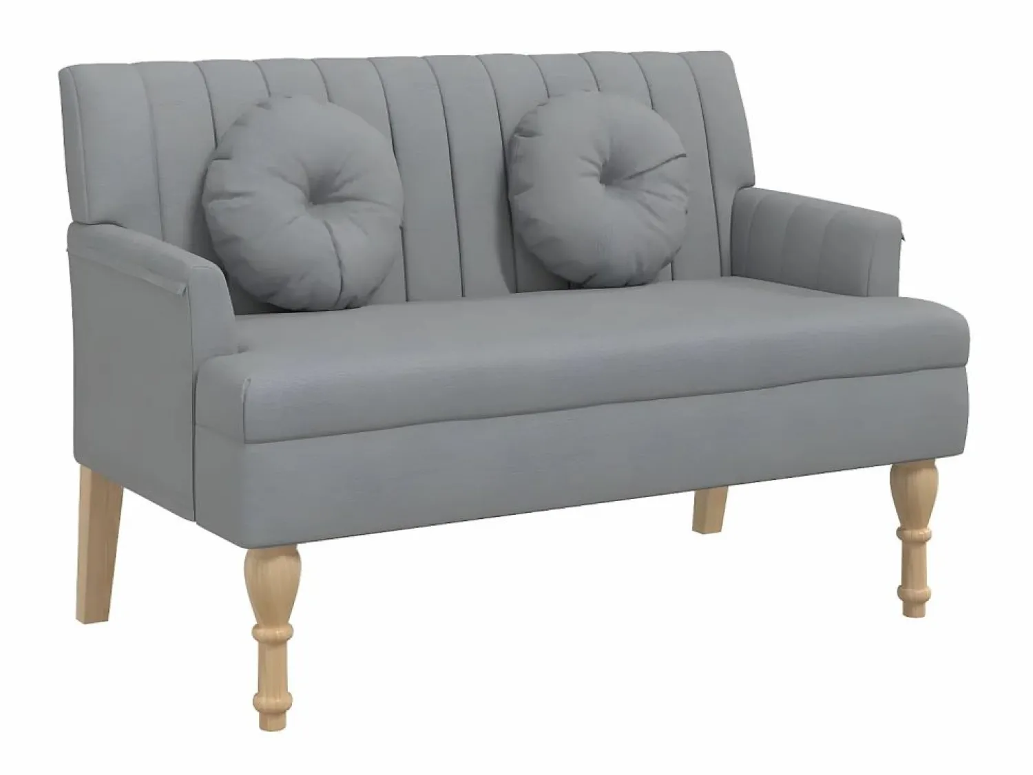 Banco con cojines tela claro 113x64,5x75,5 cm ES66033 Banco Y Pie De Cama|Banco Y Pie De Cama