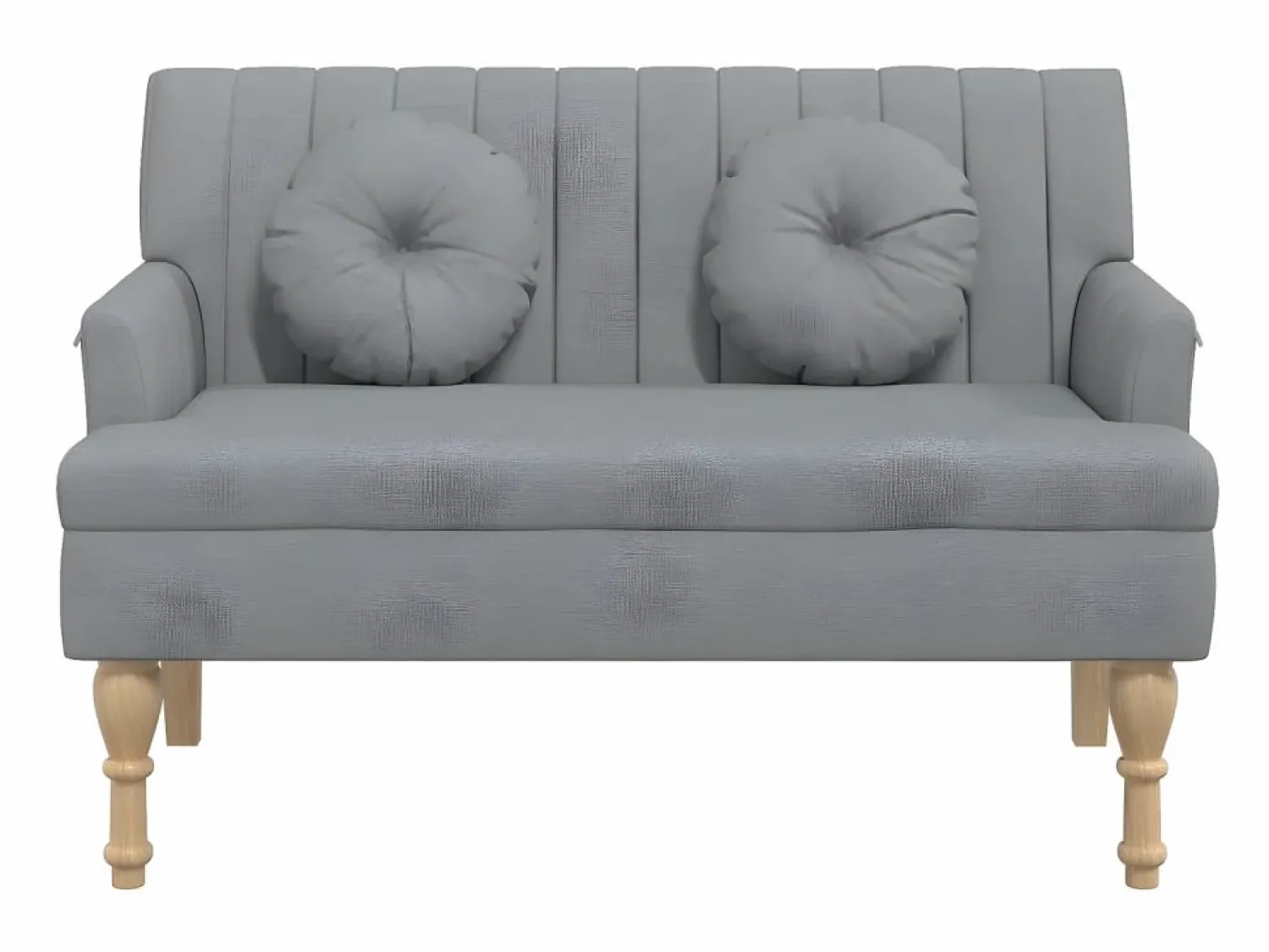 Banco con cojines tela claro 113x64,5x75,5 cm ES66033 Banco Y Pie De Cama|Banco Y Pie De Cama