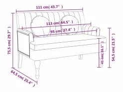 vidaxl Banco con cojines tela tinto 113x64,5x75,5 cm