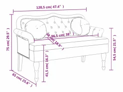 New vidaxl Banco con cojines terciopelo 120,5x65x75 cm Rosa