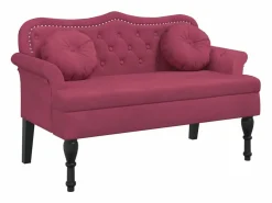 Best vidaxl Banco con cojines terciopelo tinto 120,5x65x75 cm Rojo