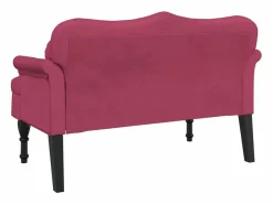 Best vidaxl Banco con cojines terciopelo tinto 120,5x65x75 cm Rojo