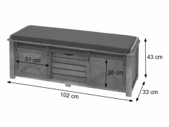 MCW Banco con compartimentos de almacenamiento -H53, marrón