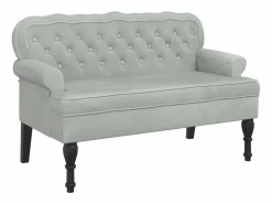 New vidaxl Banco con respaldo de terciopelo claro 119,5x64,5x75 cm Gris