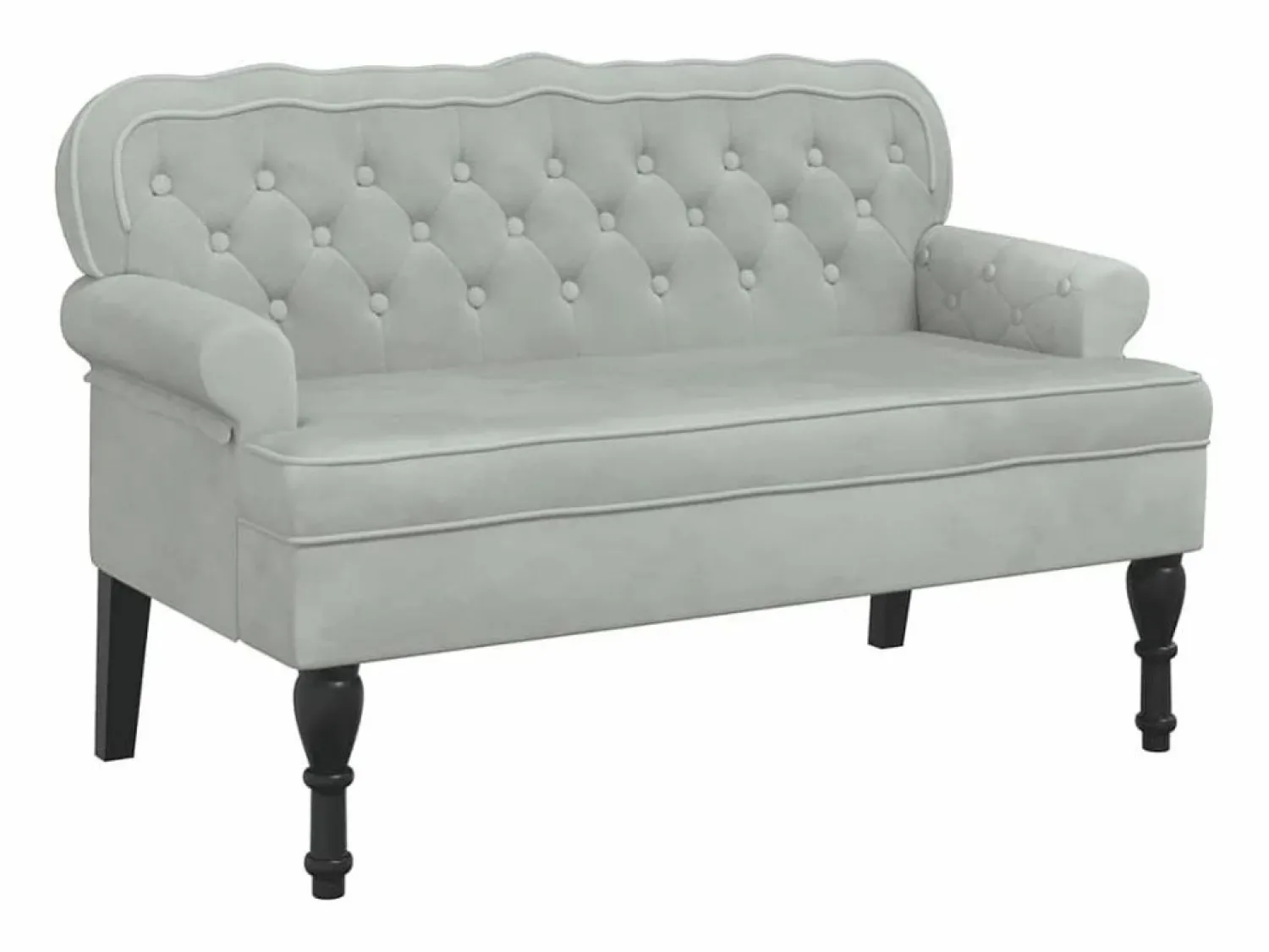 New vidaxl Banco con respaldo de terciopelo claro 119,5x64,5x75 cm Gris