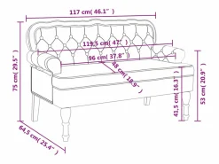 New vidaxl Banco con respaldo de terciopelo claro 119,5x64,5x75 cm Gris