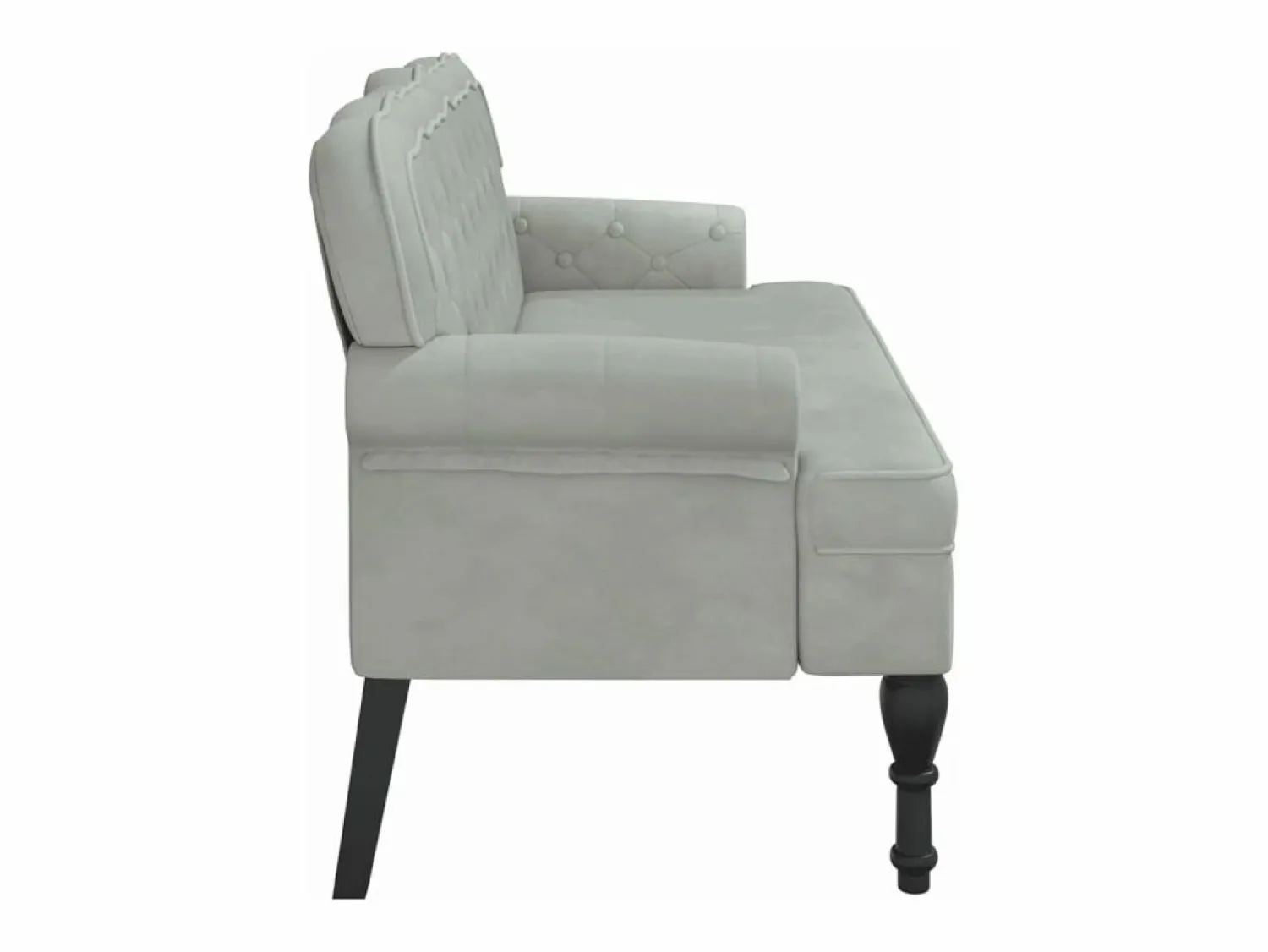 New vidaxl Banco con respaldo de terciopelo claro 119,5x64,5x75 cm Gris