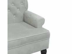 New vidaxl Banco con respaldo de terciopelo claro 119,5x64,5x75 cm Gris