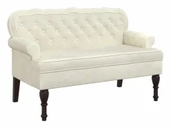 Discount vidaxl Banco con respaldo terciopelo color 119,5x64,5x75 cm Crema