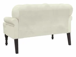 Discount vidaxl Banco con respaldo terciopelo color 119,5x64,5x75 cm Crema