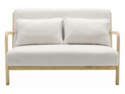 Banco de 2 plazas + sillón de madera con borreguito Conjunto Sofá Y Sillón