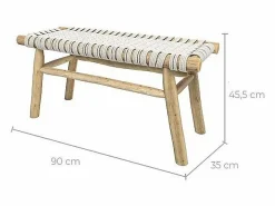 Rendez-Vous Déco Banco de 2 plazas de 90 cm tejido de macramé y rama de teca - Kira