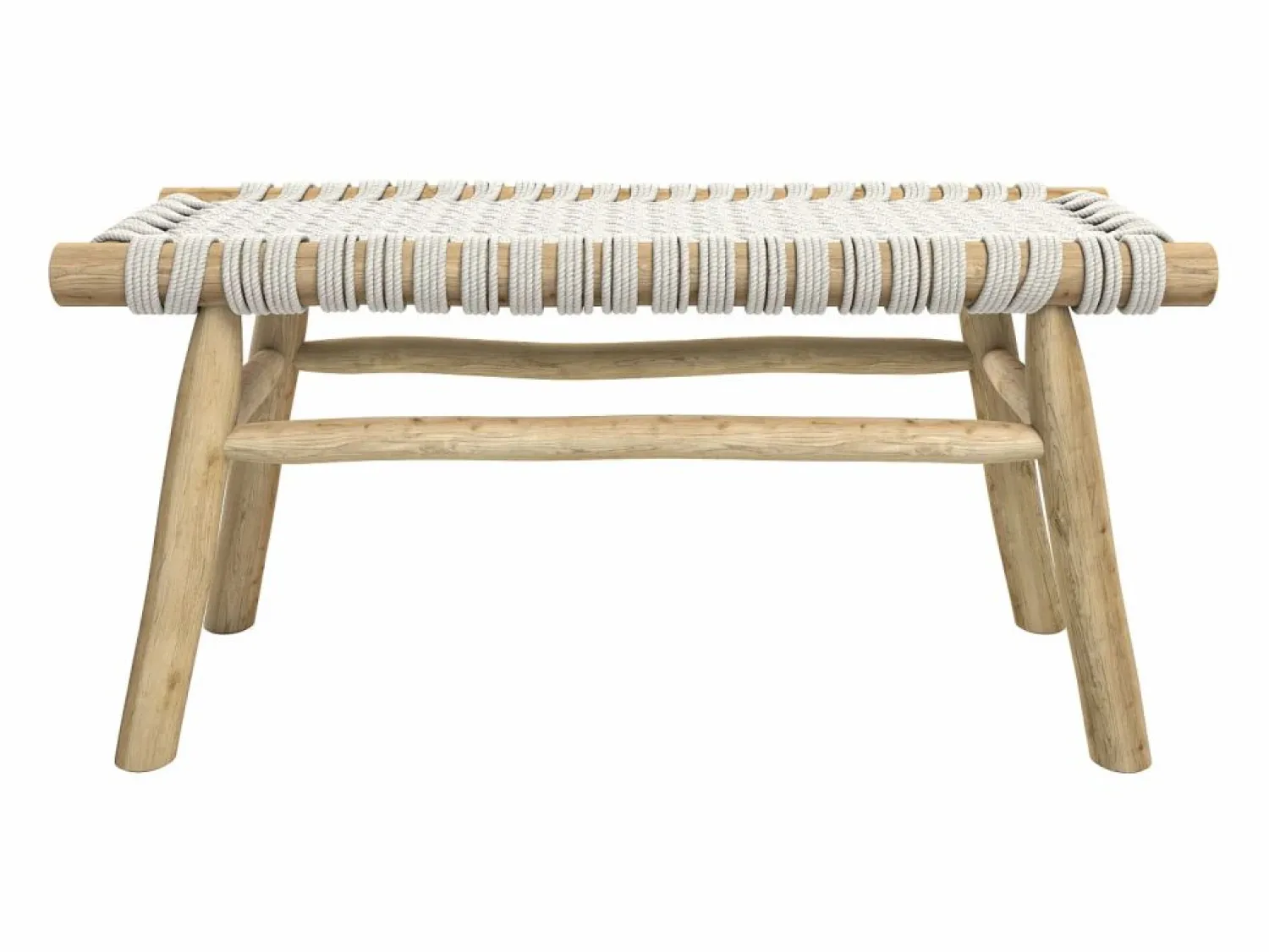 Rendez-Vous Déco Banco de 2 plazas de 90 cm tejido de macramé y rama de teca - Kira