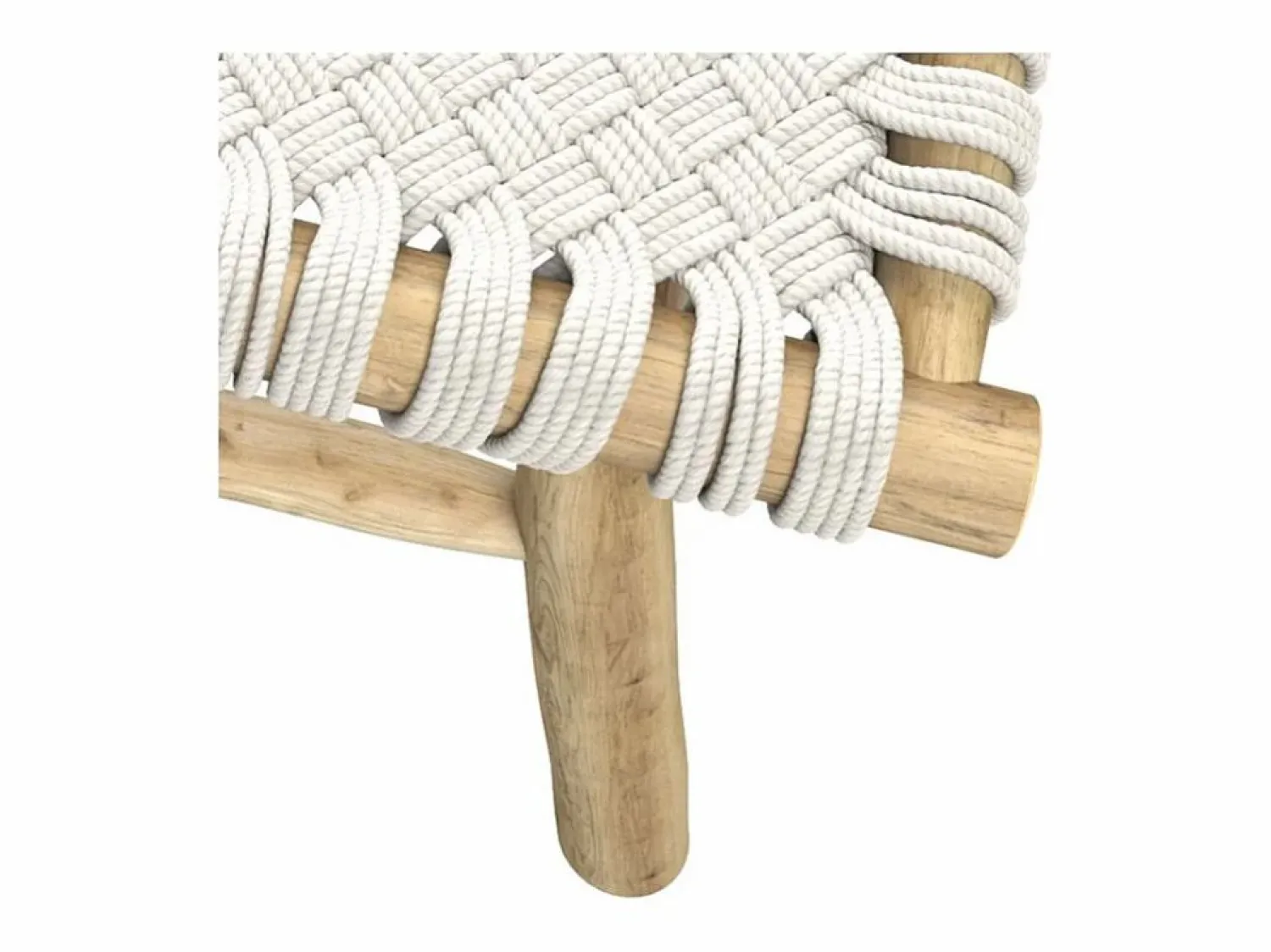 Rendez-Vous Déco Banco de 2 plazas de 90 cm tejido de macramé y rama de teca - Kira