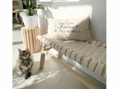 Rendez-Vous Déco Banco de 2 plazas de 90 cm tejido de macramé y rama de teca - Kira