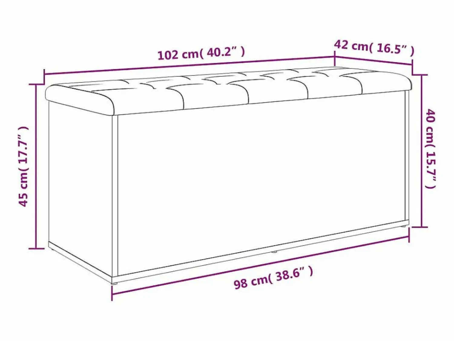 Outlet vidaxl Banco de almacenaje 102x42x45 cm madera de ingeniería Blanco