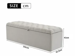 Hot Banco de almacenaje tapizado con espacio de almacenaje - estructura de madera - lino 141x41,5x47 cm Baúl Y Arcón|Accesorios De Almacenaje