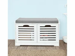 Sobuy Banco de Almacenamiento con Cojines y 2 Cubos de Entrada del Gabinete Dresser Zapato Cómodo Banco FSR23-K-W ES