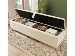 Discount ModernLuxe Banco de almacenamiento tapizado 165x38x46cm - Pana - Beige
