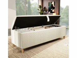 Discount ModernLuxe Banco de almacenamiento tapizado 165x38x46cm - Pana - Beige