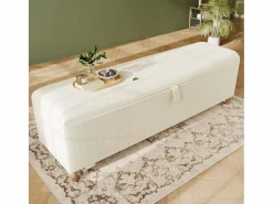 Discount ModernLuxe Banco de almacenamiento tapizado 165x38x46cm - Pana - Beige