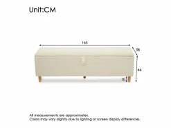 Discount ModernLuxe Banco de almacenamiento tapizado 165x38x46cm - Pana - Beige